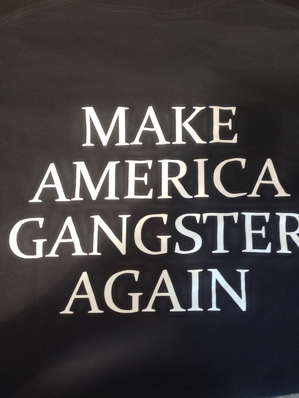 Black Men's T-shirt with White 'Make America Gangster Again'